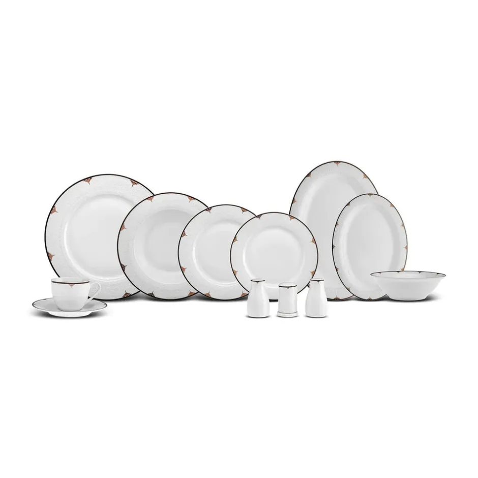 Karaca Tafelservice Für 12 Personen-Nora 12 Personen Geschirrset, 74 Teilig, New Generation Bone Gold