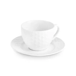 Karaca Teetassen Sets-Nora Embossed Teetassen-Set für 6 Personen, 220 ml Weıß01