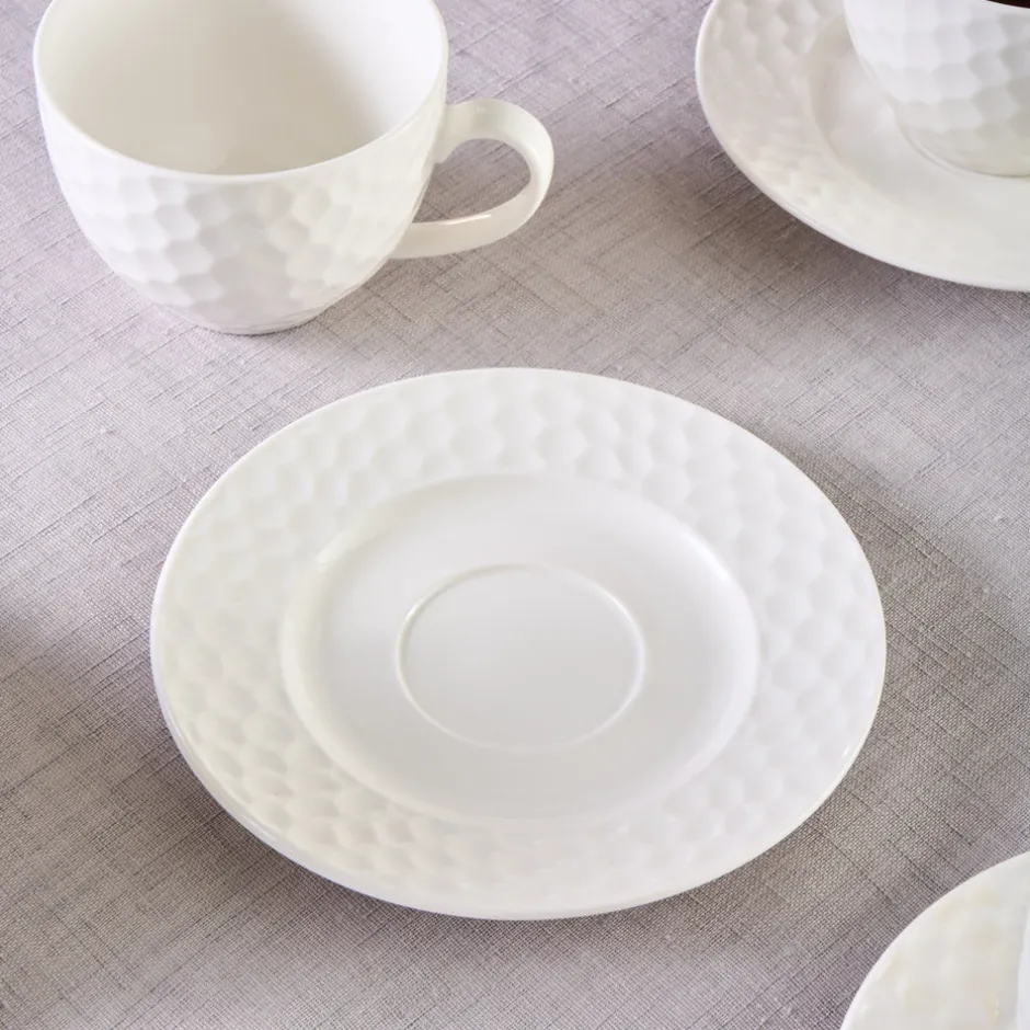 Karaca Teetassen Sets-Nora Embossed Teetassen-Set für 6 Personen, 220 ml Weıß01
