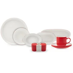 Karaca Frühstücksset Für 6 Personen-Nordic für 6 Personen Frühstücksset und Servierschalen, 27 Teilig, Rot Rot02