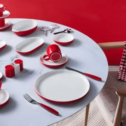 Karaca Frühstücksset Für 6 Personen-Nordic für 6 Personen Frühstücksset und Servierschalen, 27 Teilig, Rot Rot02