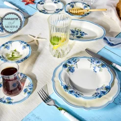 Karaca Frühstücksset Für 6 Personen-Nostalgia für 6 Personen Frühstücksset und Servierschalen, 26 Teilig Blau01