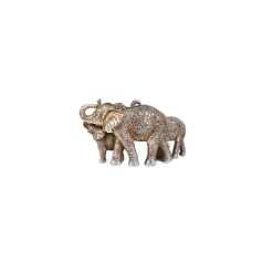 Karaca Deko-Objekte-Nova (Elephant Family) Elefantenfamilie Ornament/Dekorationsobjekt 33,5x18 cm Gold