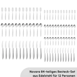 Karaca Bestecksets Für 12 Personen-Novara Elegance Besteckset für 12 Personen, 84 Teilig Sılber03