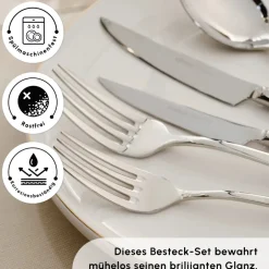 Karaca Bestecksets Für 12 Personen-Novara Elegance Besteckset für 12 Personen, 84 Teilig Sılber03