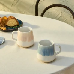 Karaca Mugs & Kaffeebecher-Okeanos 2-teiliges Steinzeug-Becher-Set, 400ml, Mehrfarbig Multıfarben