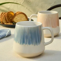 Karaca Mugs & Kaffeebecher-Okeanos 2-teiliges Steinzeug-Becher-Set, 400ml, Mehrfarbig Multıfarben
