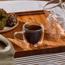 Karaca Mokka & Espressotassen Set-Olivier 6-teiliges doppelwandiges Espresso- und türkisches Kaffeetassen-Set für 6 Personen, 80 ml, Klar