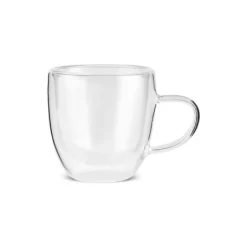 Karaca Mokka & Espressotassen Set-Olivier 6-teiliges doppelwandiges Espresso- und türkisches Kaffeetassen-Set für 6 Personen, 80 ml, Klar