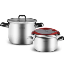 Karaca Schnellkochtopf-Orbit Schnellkochtopf-Set 6+8 L Rot
