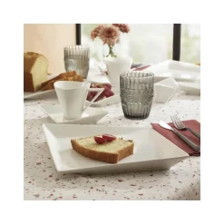 Karaca Frühstücksset Für 6 Personen-Origami für 6 Personen Quadrat Frühstücksset und Servierschalen, 26 Teilig, Porzellan Weıß01