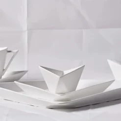 Karaca Frühstücksset Für 6 Personen-Origami für 6 Personen Quadrat Frühstücksset und Servierschalen, 26 Teilig, Porzellan Weıß01