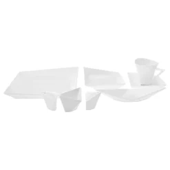 Karaca Frühstücksset Für 6 Personen-Origami für 6 Personen Quadrat Frühstücksset und Servierschalen, 26 Teilig, Porzellan Weıß01