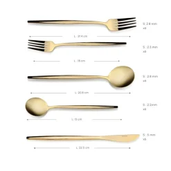 Karaca Bestecksets Für 6 Personen-Orion Gold 6-Personen 30-teiliges Besteckset Glänzend Gold