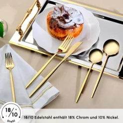 Karaca Bestecksets Für 6 Personen-Orion Gold 6-Personen 30-teiliges Besteckset Glänzend Gold