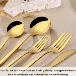 Karaca Bestecksets Für 6 Personen-Orion Gold 6-Personen 30-teiliges Besteckset Glänzend Gold