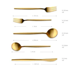 Karaca Bestecksets Für 12 Personen-Orion 12-Personen 60-Teiliges Besteckset Matte Gold