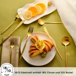 Karaca Bestecksets Für 12 Personen-Orion 12-Personen 60-Teiliges Besteckset Matte Gold