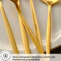 Karaca Bestecksets Für 12 Personen-Orion 12-Personen 60-Teiliges Besteckset Matte Gold