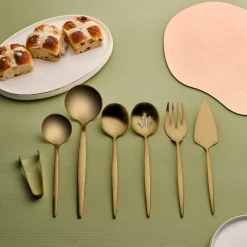 Karaca Servierbesteck-Orion Matte Gold 7-Teiliges Servierset Mat Gold