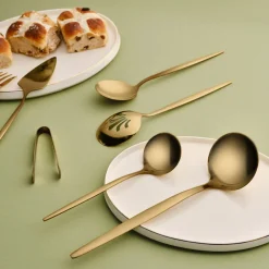 Karaca Servierbesteck-Orion Matte Gold 7-Teiliges Servierset Mat Gold
