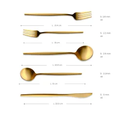 Karaca Bestecksets Für 6 Personen-Orion Mattgold 30-teiliges Besteckset für 6 Personen Matt Gold