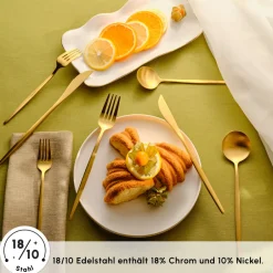Karaca Bestecksets Für 6 Personen-Orion Mattgold 30-teiliges Besteckset für 6 Personen Matt Gold