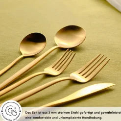 Karaca Bestecksets Für 6 Personen-Orion Mattgold 30-teiliges Besteckset für 6 Personen Matt Gold