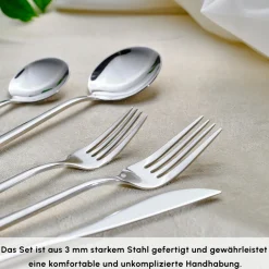 Karaca Bestecksets Für 12 Personen-Orion Platin 12-Personen 84-Teiliges Besteckset Sılver