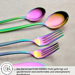 Karaca Bestecksets Für 12 Personen-Orion Rainbow 12-Personen 60-Teiliges Besteckset Raınbow