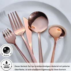 Karaca Bestecksets Für 12 Personen-Orion Rosegold 60-teiliges Besteckset für 12 Personen Rose Gold