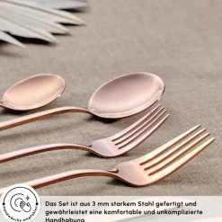 Karaca Bestecksets Für 12 Personen-Orion Rosegold 60-teiliges Besteckset für 12 Personen Rose Gold