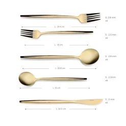 Karaca Bestecksets Für 12 Personen-Orion Shiny Gold 12-Personen 60-Teiliges Besteckset Shıny Gold