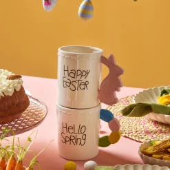 Karaca Mugs & Kaffeebecher-Osterbecher, 520 ml, Rosa-Weiß Rosa Weıß