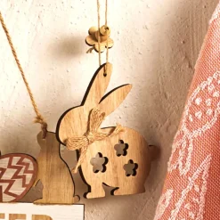 Karaca Deko-Objekte-Osterhase Holzdekoration 6,5cmx10cm Braun01