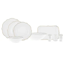 Karaca Tafelservice Für 12 Personen-Pablo New Generation Bone Dinner Set für 12 Personen 59 Teiliges Gold