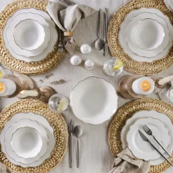 Karaca Tafelservice Für 12 Personen-Pablo New Generation Bone Dinner Set für 12 Personen 59 Teiliges Gold