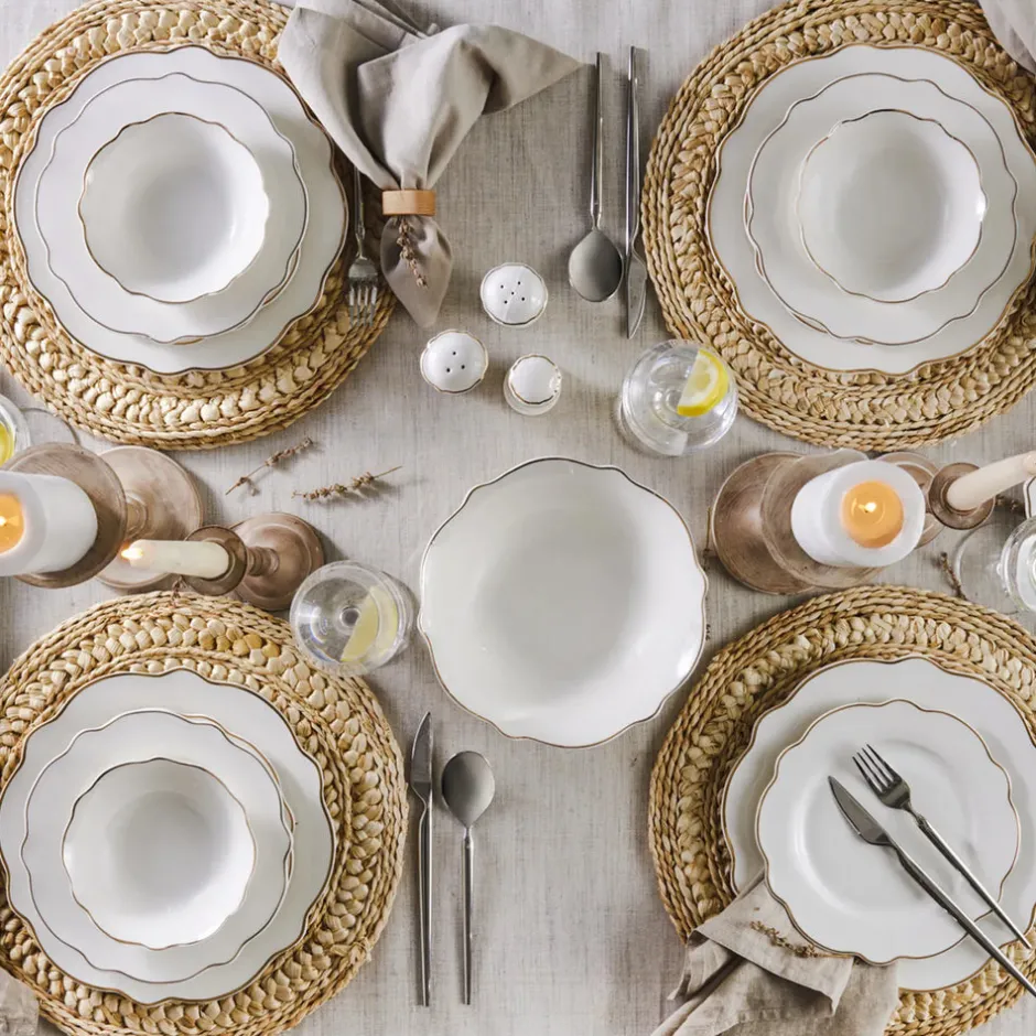Karaca Tafelservice Für 12 Personen-Pablo New Generation Bone Dinner Set für 12 Personen 59 Teiliges Gold