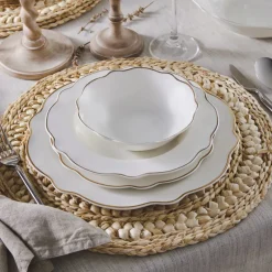 Karaca Tafelservice Für 12 Personen-Pablo New Generation Bone Dinner Set für 12 Personen 59 Teiliges Gold