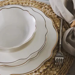 Karaca Tafelservice Für 12 Personen-Pablo New Generation Bone Dinner Set für 12 Personen 59 Teiliges Gold