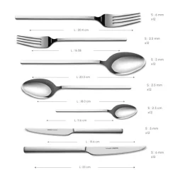 Karaca Bestecksets Für 12 Personen-Pallas Elegance 12-Personen 84-Teiliges Besteckset Platın