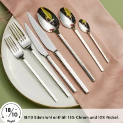 Karaca Bestecksets Für 12 Personen-Pallas Elegance 12-Personen 84-Teiliges Besteckset Platın
