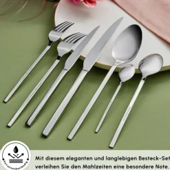 Karaca Bestecksets Für 12 Personen-Pallas Elegance 12-Personen 84-Teiliges Besteckset Platın