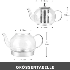Karaca Teekannen-Pandora Glas Teekanne Farblös