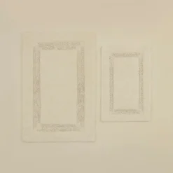Karaca Badematten-Pauline Badvorleger-Set, 60 × 90 cm + 40 × 60 cm, Offwhite