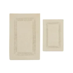 Karaca Badematten-Pauline Badvorleger-Set, 60 × 90 cm + 40 × 60 cm, Offwhite