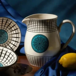 Karaca Gläser-Sets-Paye Seljuk Kollektion Porzellankrug, 1500 ml, Blau Mehrfarbig Blau01
