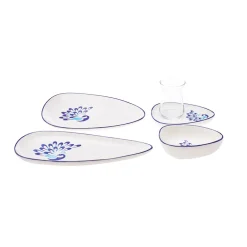 Karaca Frühstücksset Für 6 Personen-Peacock 24-teiliges Frühstücksset und Servierschalen für 6 Personen Multıfarben