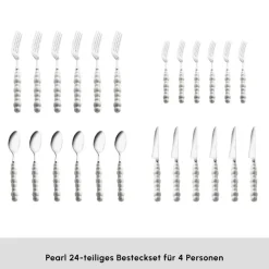 Karaca Bestecksets Für 6 Personen-Pearl 24-teiliges Besteckset Für 6 Personen, Silber