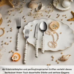 Karaca Bestecksets Für 6 Personen-Pearl 24-teiliges Besteckset Für 6 Personen, Silber